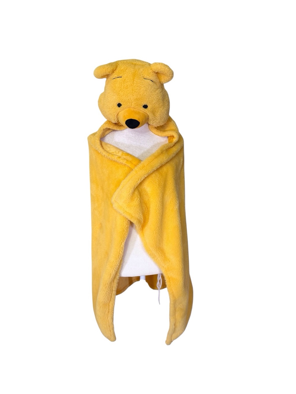 Disney Winnie The Pooh yellow plush hooded  throw blanket/wrap EUC